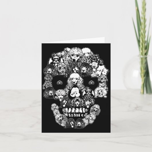 Grappige Poodle Schedel Hondenskelet Halloween Kaart (Voorkant)