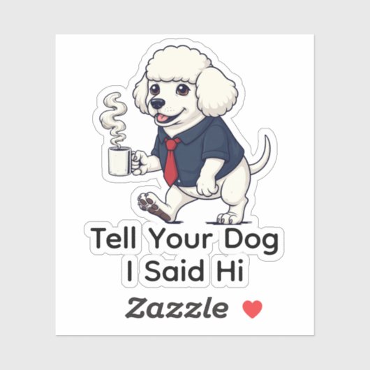 Grappige Poodle Standaard Hond Zakelijk Pak Koffie Sticker (Vel)