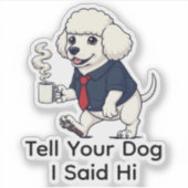 Grappige Poodle Standaard Hond Zakelijk Pak Koffie Sticker (Voorkant)