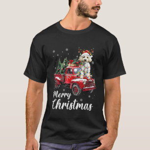 Grappige Poodle Vrolijk Kerstboom Rode Truck Kerst T-shirt