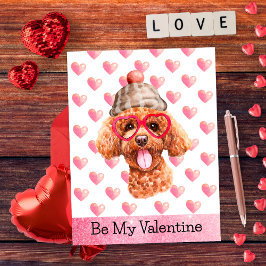 Grappige Poodle Wees Mijn Valentijn Hond Valentijn Feestdagenkaart