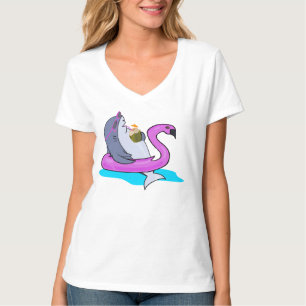 Grappige Pool Side Pink Swan Float   Shark Weekend T-shirt