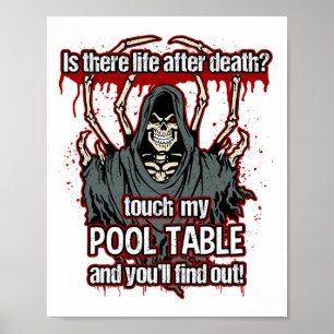 Grappige Pool Speler Grim Reaper Poster