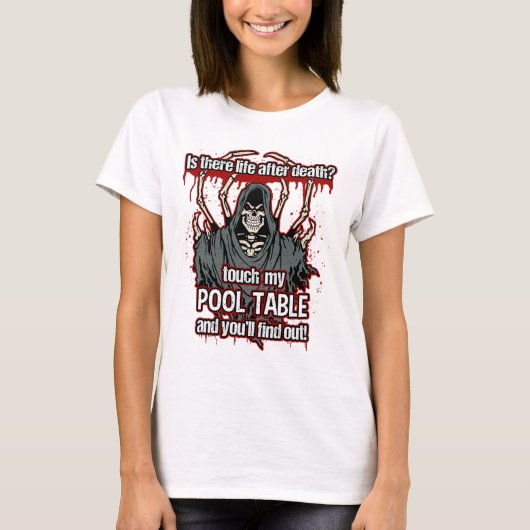 Grappige Pool Speler Grim Reaper T-shirt (Voorkant)