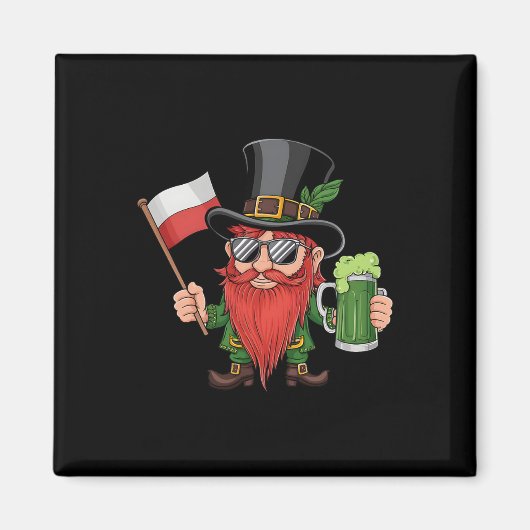 Grappige Poolse St. Patrick's Day Polen Vlag Magneet (Voorkant)