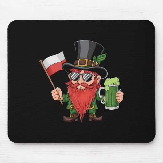 Grappige Poolse St. Patrick's Day Polen Vlag Muismat (Voorkant)