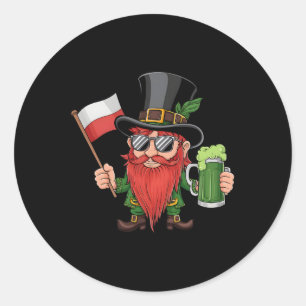 Grappige Poolse St. Patrick's Day Polen Vlag Ronde Sticker