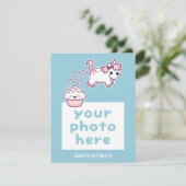 Grappige Pooping Eenhoorn Foto Verjaardag Uitnodig Kaart (Staand voorkant)