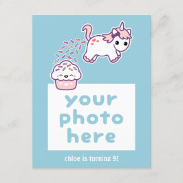 Grappige Pooping Eenhoorn Foto Verjaardag Uitnodig Kaart