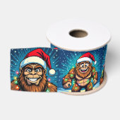 Grappige Pop Art Bigfoots Kerstmis Grosgrain Lint (Spoel)