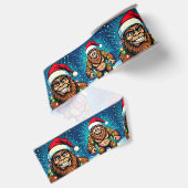Grappige Pop Art Bigfoots Kerstmis Grosgrain Lint (Achterkant)