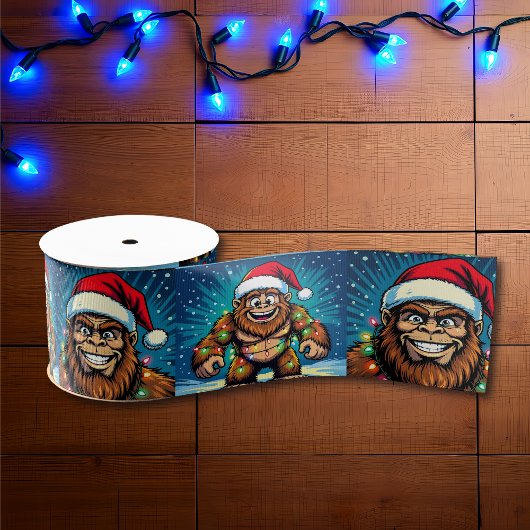 Grappige Pop Art Bigfoots Kerstmis Grosgrain Lint