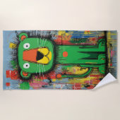 Grappige Pop Art Leeuw Cartoon Strandlaken (Voorkant)