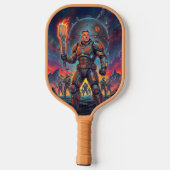 Grappige Pop Art Sci-Fi Galactische Barbecue Grill Pickleball Paddle (Achterkant)