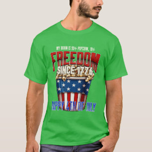 Grappige Popcorn 4 juli T-shirt vintage