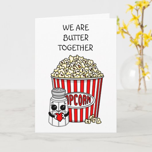 Grappige Popcorn-grap | Valentijnsdag Kaart (Gele Bloem)