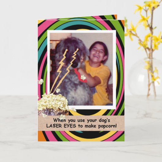 Grappige Popcorn Kaart (Gele Bloem)