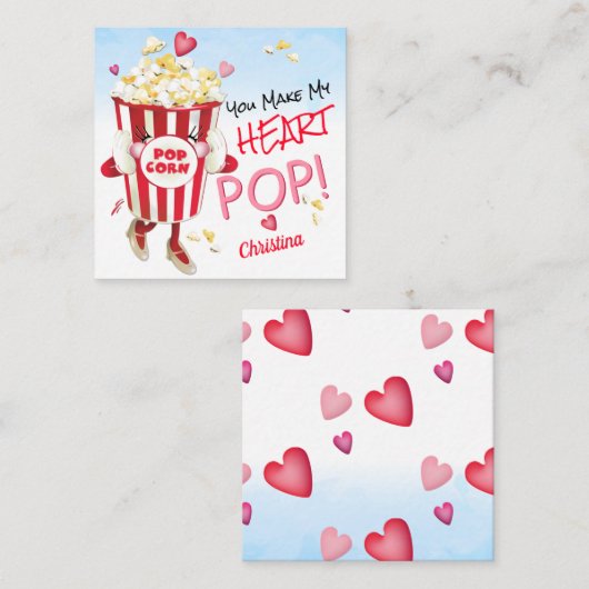 Grappige Popcorn Liefde Notitiekaartje (Voorkant / Achterkant)