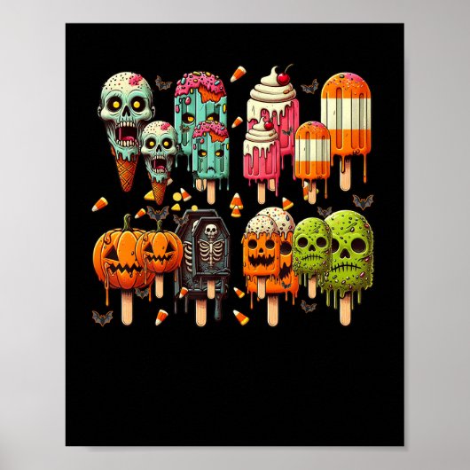 Grappige Popsicle Zomer Horror Halloween Ice Cream Poster (Voorkant)