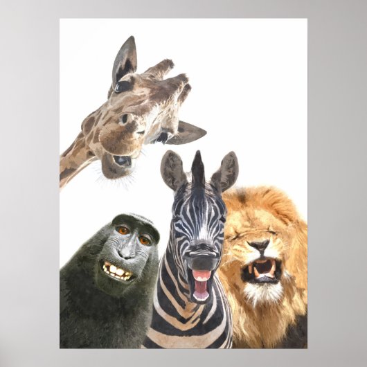 Grappige portret van jungle dierenvrienden poster (Voorkant)