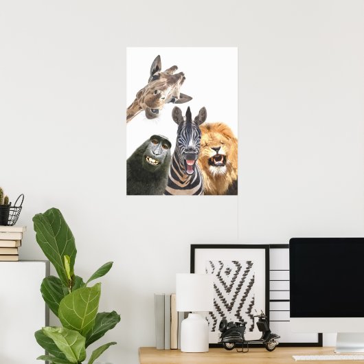 Grappige portretten van jungle dierenvrienden poster (Thuiskantoor)