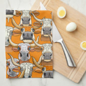 Grappige portretten van Longhorn Cattle Theedoek (Quarter Fold)