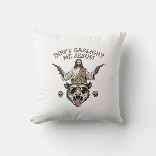 Grappige Possum Jezus Vintage Gravure Shirt Ontwer Kussen (Voorkant)