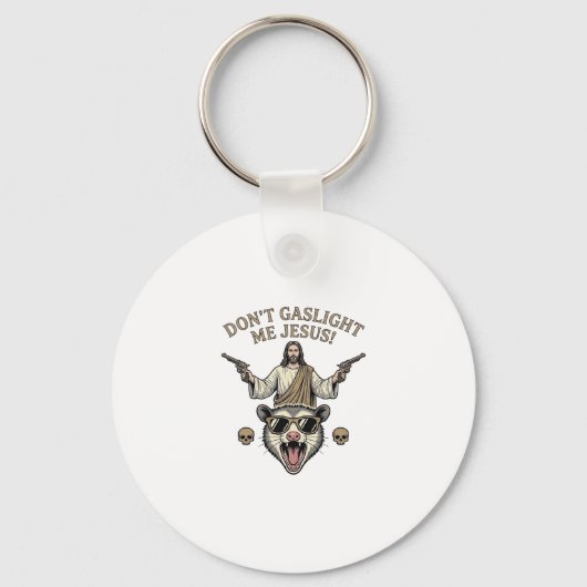 Grappige Possum Jezus Vintage Gravure Shirt Ontwer Sleutelhanger (Voorkant)