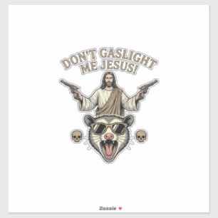 Grappige Possum Jezus Vintage Gravure Shirt Ontwer Sticker