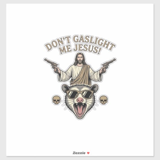 Grappige Possum Jezus Vintage Gravure Shirt Ontwer Sticker (Vel)