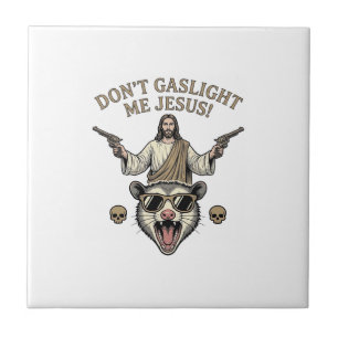 Grappige Possum Jezus Vintage Gravure Shirt Ontwer Tegeltje