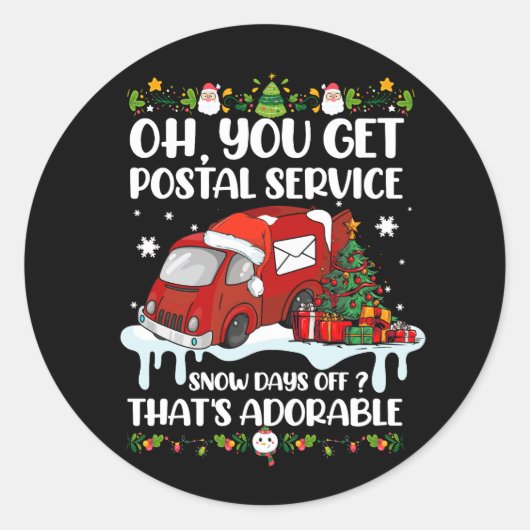 Grappige postbeambte kerst grap Mailman krijg je Ronde Sticker (Voorkant)