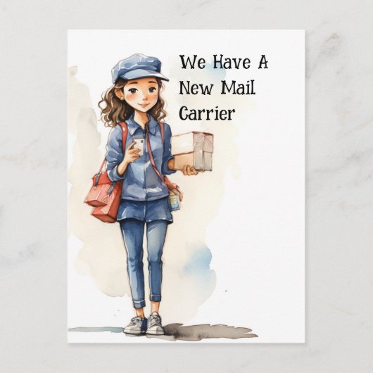 Grappige postbode bewegende aankondiging briefkaart (Voorkant)