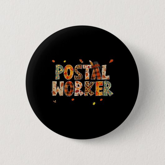 Grappige Postbode Pompoen Herfst Boom Blad Ronde Button 5,7 Cm (Voorkant)