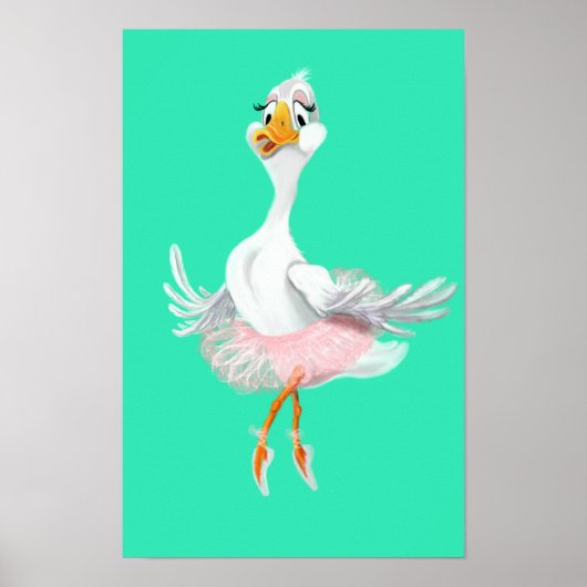 Grappige Poster met Ballerina Eend - Schilderij (Voorkant)