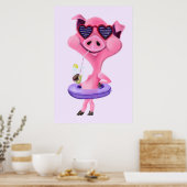 Grappige Poster met Gelukkig Feest Varken - Schild (Keuken)