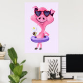 Grappige Poster met Gelukkig Feest Varken - Schild (Thuiskantoor)