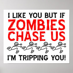 Grappige Poster met Struikelende Zombies
