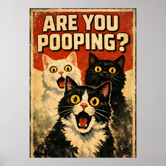 Grappige Poster van Geschokte Katten | Badkamer Hu (Voorkant)
