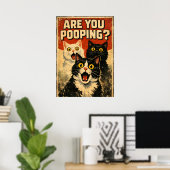 Grappige Poster van Geschokte Katten | Badkamer Hu (Thuiskantoor)