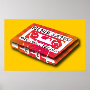 Grappige poster van mix tapes bedrukte aanwijsbord