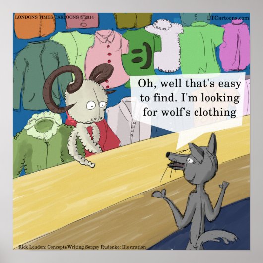 Grappige Poster Van Wolf In Wolfskleren (Voorkant)
