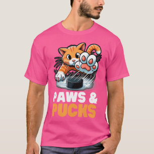Grappige poten en pucks Spint katachtige ijshockey T-shirt