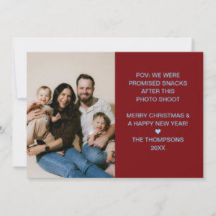 Grappige POV Beloofde Snacks Familie Foto Kerst C Feestdagenkaart