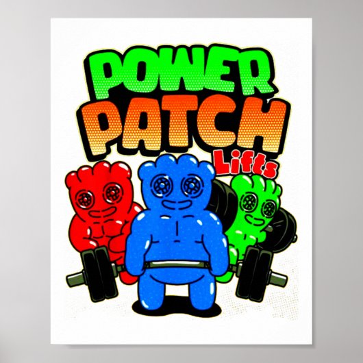 Grappige Power Patch Tilt Halthouding Lichaamstrai Poster (Voorkant)