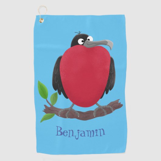 Grappige prachtige fregatvogel cartoon golfhanddoek (Voorkant)