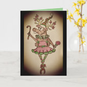 Grappige Prancer Kerstkaart Kaart (Gele Bloem)
