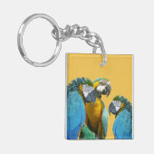 Grappige Praten Papegaaien Cust. Tekst + Kleur Sle Sleutelhanger (Voorkant Links)