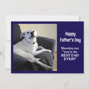 Grappige pratende hond foto Vaderdag Donkerblauw Feestdagenkaart