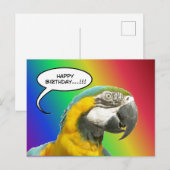 Grappige pratende papegaai regenboog verjaardagsan briefkaart (Voorkant / Achterkant)